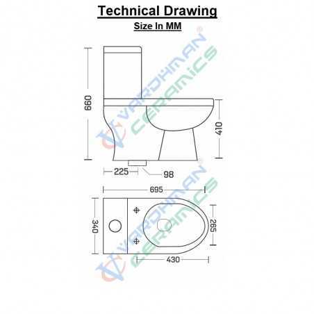 Belmonte One Piece Water Closet Floor Mounted Eroca S Trap White