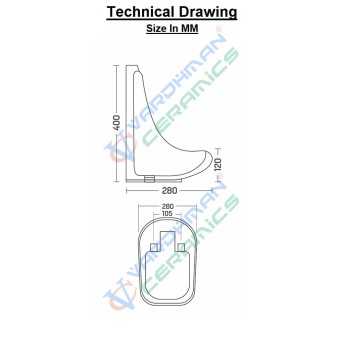 Belmonte Small Urinal - White Ceramic Wall Mount Urinal (280x280x400mm)