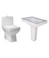 Combo of Belmonte Water Closet Square and LCD Pedestal Wash Basin - White