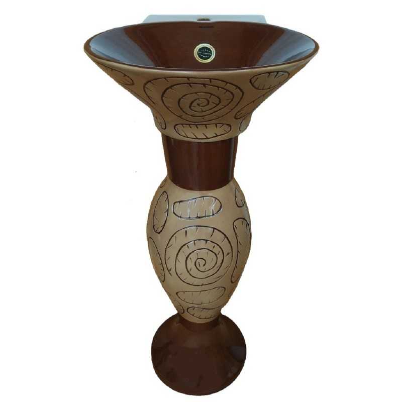 Belmonte Designer Pedestal Wash Basin Dolphin 34 Color - Brown