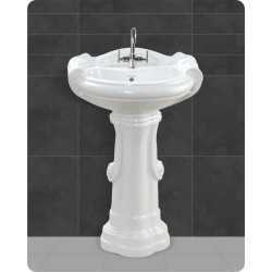 Belmonte Ceramic U Shape Pedestal Wash Basin Sterling 25 x 18 Inch White