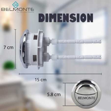 Belmonte Replaceable Round Dual Flush Push Button with 2 Bar for EWC / Toilet / Commode Water Closet