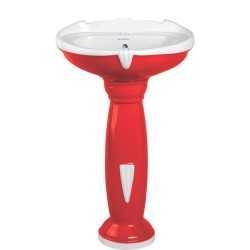 Belmonte Ceramic Double Color Red & White Pedestal Wash Basin - Aishwarya