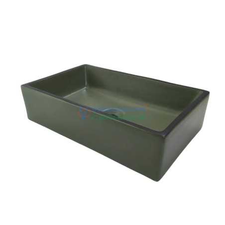 Designer Table Top Basin Style-50 - Green & Black, Matt Finish, 305x505x125mm - Belmonte