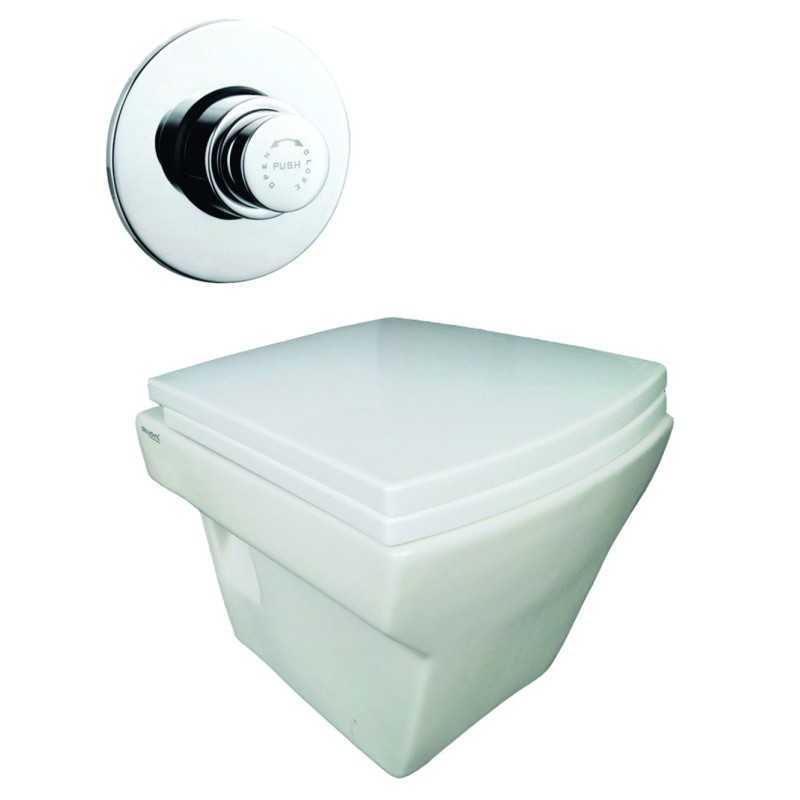 Belmonte Wall Hung Water Closet Square With Flush Valve & Soft Close Seat Cover - White