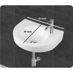 Buy Belmonte Small Wall Hung Wash Basin for Bathroom Rado - White O...