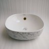 Belmonte Ceramic Designer Table Top Wash Basin White Grey Color Olive-10
