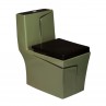 Belmonte Combo of Rimless Designer Western Toilet and Pedestal Wash Basin - Green & Black - Matt Finish