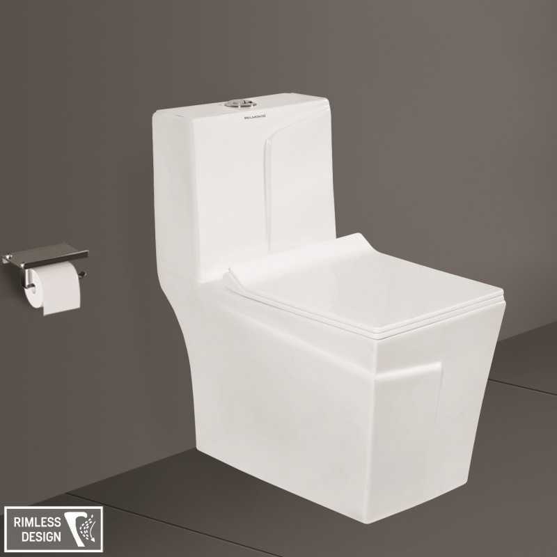 Belmonte 300mm Toilet Ewc Rimelss Floor Mount S-Trap Outlet on Floor, 12 Inch Trap Distance White