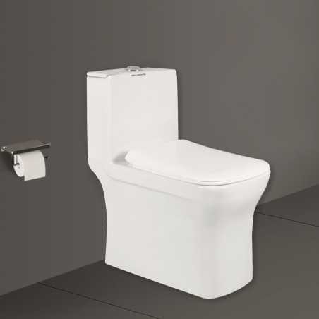 Belmonte P Trap Western Toilet Commode One Piece Floor Mounted Battle White