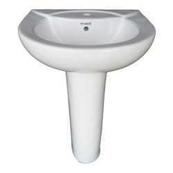 Combo of BM Belmonte One Piece Water Closet Square S Trap With Royal Pedestal Wash Basin - White