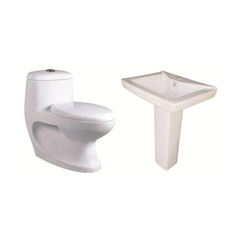 Belmonte One Piece Water Closet Cally S Trap With Small LCD Pedestal Wash Basin - Ivory