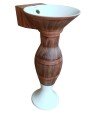 Belmonte Designer Pedestal Wash Basin Dolphin 03 Color - Wooden & White