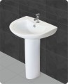 Wash Basin Pedestal Set Royal U Shape Ceramics Glossy Finish 21 x 18 x 34 Inch White - Belmonte