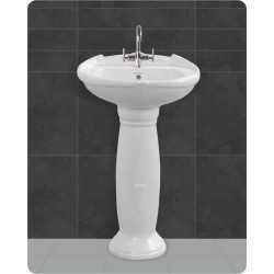 Belmonte Ceramic Pedestal Wash Basin U Shape Aishwarya 22 x 16 Inch White