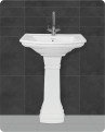 Belmonte Ceramic Pedestal Wash Basin Rectangle Shape Battle 25 x 20 Inch White