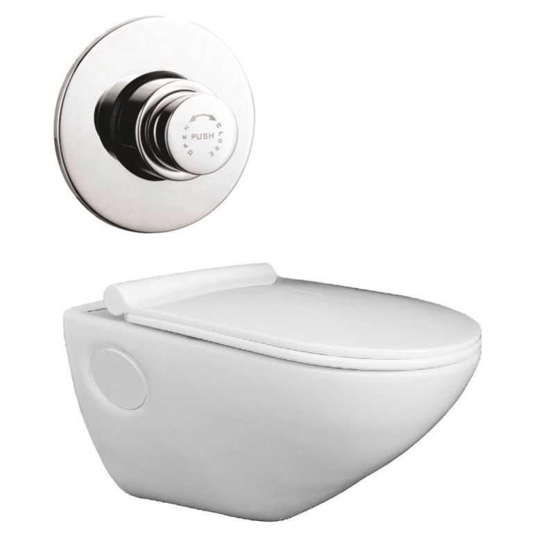 Belmonte Wall Hung Water Closet Titan With Flush Valve & Soft Close Seat Cover - White