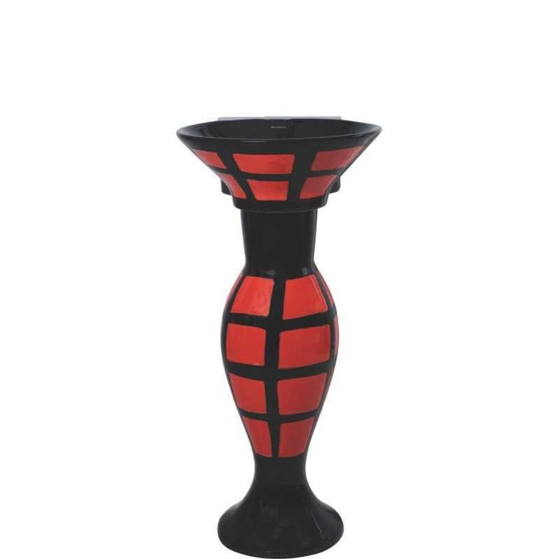 Belmonte Designer Pedestal Wash Basin Dolphin 30 Color - Red & Black