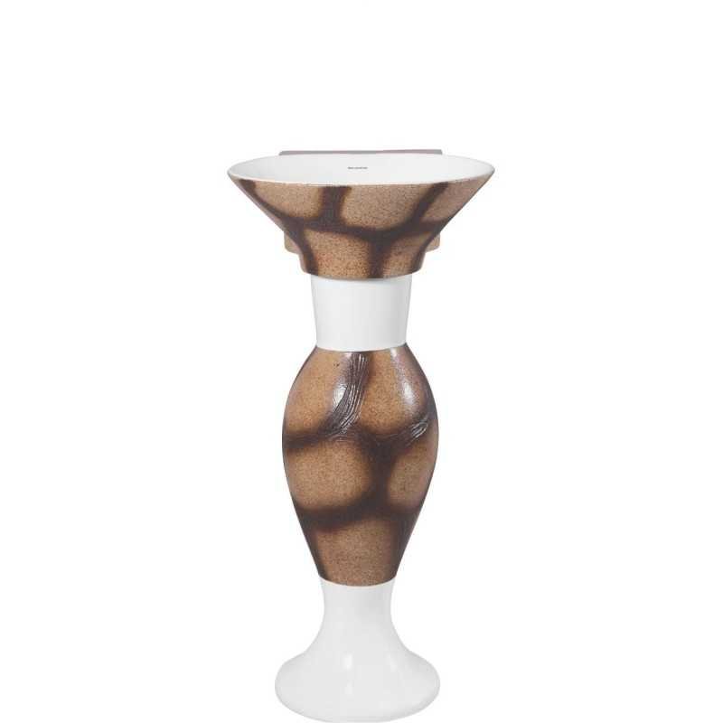 Belmonte Designer Pedestal Wash Basin Dolphin 18 Color - Brown & White