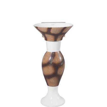 Belmonte Designer Pedestal Wash Basin Dolphin 18 Color - Brown & White