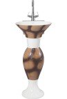 Belmonte Designer Pedestal Wash Basin Dolphin 18 Color - Brown & White