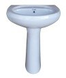 Pedestal Wash Basin Belmonte Cera Set White Ceramic Glossy Finish U Shape 22 x 17 x 35 Inch