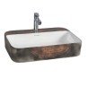 Designer Brick Table Top Basin Ark-02 White & Brown - Belmonte