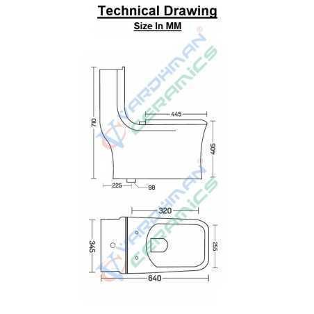 Belmonte S Trap 225mm / 9 Inch Toilet One Piece Western Commode Floor Mounted Battle White