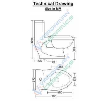 Belmonte S Trap 225mm / 9 Inch Floor Mounted One Piece Toilet Western Commode Cally White