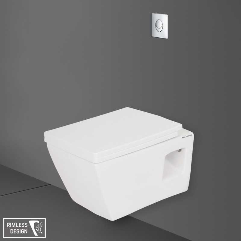 Belmonte Ceramic Wall Hung WC Toilet Commode Rimless Entic Model White