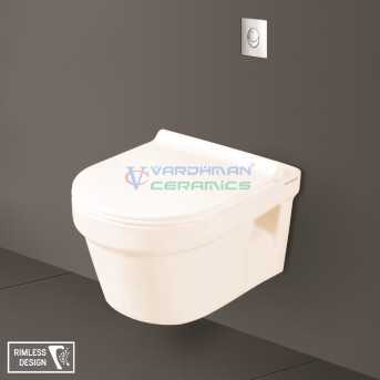 "Belmonte Retro Rimless Toilet Wall Hung - Glossy Ivory"