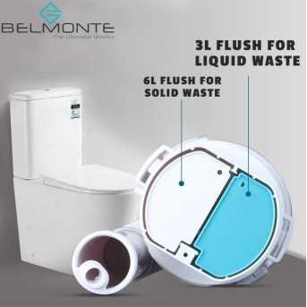 Belmonte 10 Inch 25cm Dual Flush Siphon Flush Valve Tank Fittings for Single One Piece Western Toilet Commode EWC