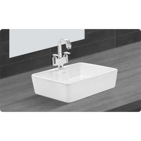 Belmonte Ceramic Table Top Wash Basin/Sink for Bathroom Glossy Finish Fusion 38cm x 48cm x 12cm White