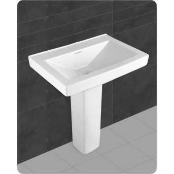 Modern Pedestal Wash Basin - White Glossy Finish - Belmonte