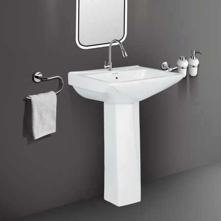 Belmonte Crystal Set Pedestal Wash Basin | Wall Mount | Ceramic | Glossy Finish