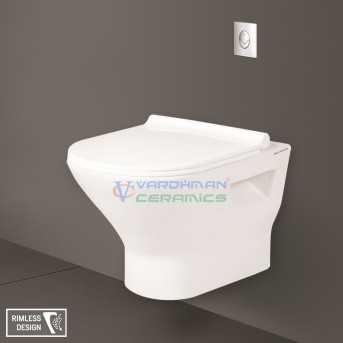 Rimless Toilet Wall Hung with Cistern Concealed Pneumatic Sanitee White Combo - Belmonte