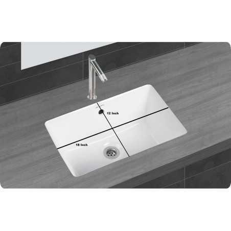 Belmonte Under Counter Ceramic Laboratory Sink 18 x 12 x 8 Inch - White