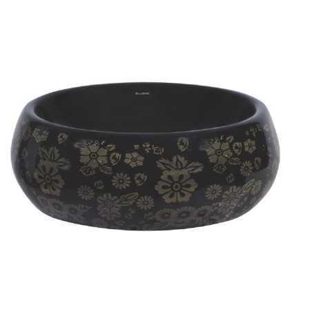 Belmonte Ceramic Designer Table Top Wash Basin 41cm x 41cm x 15cm Retro Printed Black