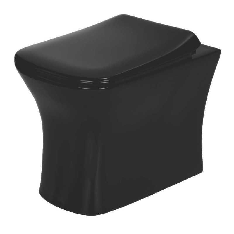 Belmonte Ceramic Floor Mounted European Water Closet/EWC Battle S Trap 100mm / 4 Inch 51cm x 35cm x 39cm Full Black