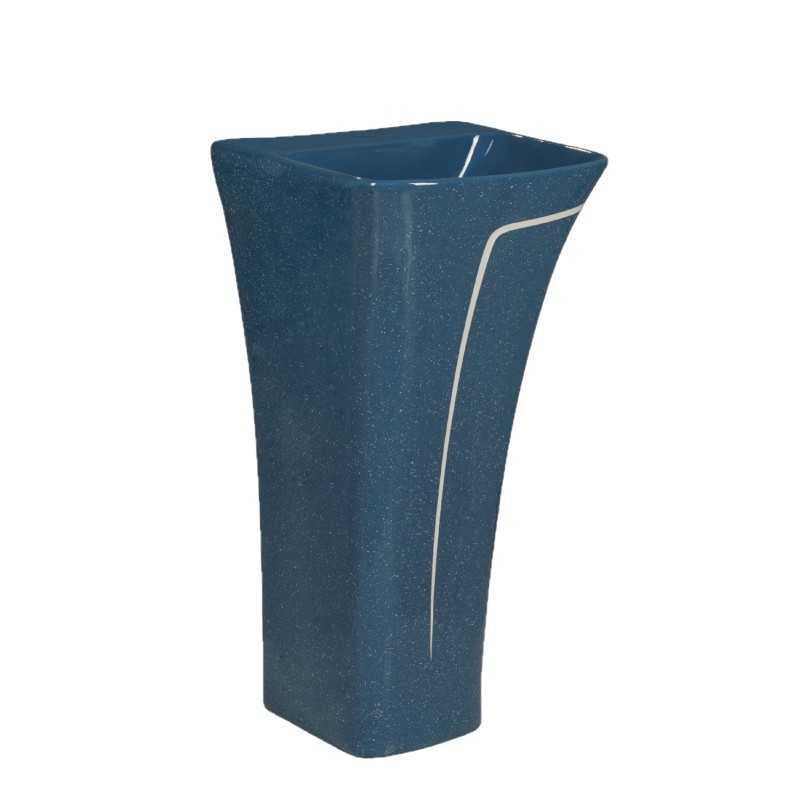 Belmonte Blue & White One-Piece Designer Wash Basin | Glossy Finish | Floor Mount/Free Standing