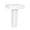 Belmonte Thar Set Ceramic Pedestal Wash Basin | Wall Mount | Glossy White | 22x18x32 Inch