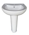 Wash Basin Pedestal Set Royal U Shape Ceramics Glossy Finish 21 x 18 x 34 Inch White - Belmonte