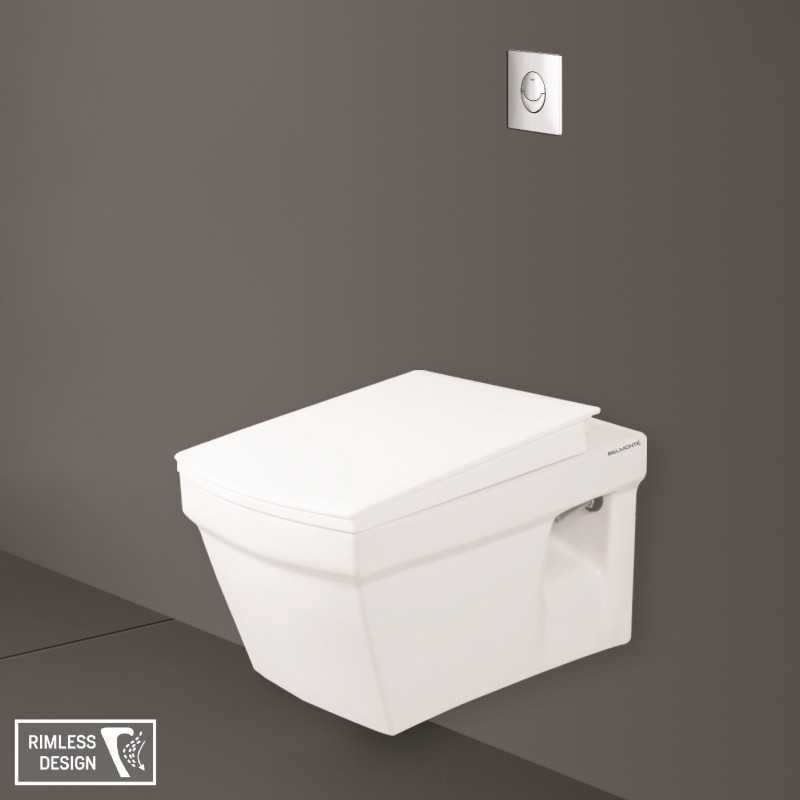 Belmonte Ceramic Wall Mounted Rimless Western Toilet Wall Hung Commode Crenza White