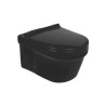 Belmonte Ceramic Rimless Wall Mounted/Wall Hung Western Toilet Retro 50cm x 36cm x 34cm Glossy Finish Full Black