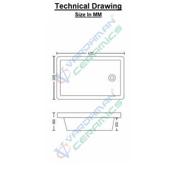 Belmonte 18x12x6 Inch White Ceramic Laboratory Sink - Glossy Finish, Rectangle Shape with Overflow Hole