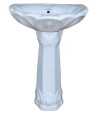 Combo of Belmonte Water Closet Square S Trap with Lotus Pedestal Wash Basin - White