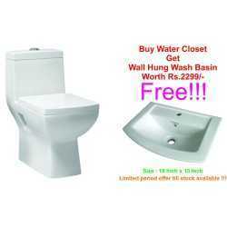 Belmonte Water Closet Square S Trap With Wall Hung Basin Lily - White