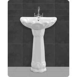 Belmonte Ceramic U Shape Pedestal Wash Basin Lotus 23 x 17 Inch White