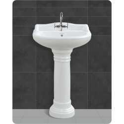 Belmonte Ceramic U Shape Pedestal Wash Basin Vinus 23 x 19 Inch White