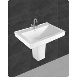 Belmonte Rectangle Shape Half Pedestal Wash Basin LCD 26 x 18 Inch White Color